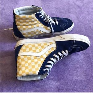 Blue and Yellow High Top Vans